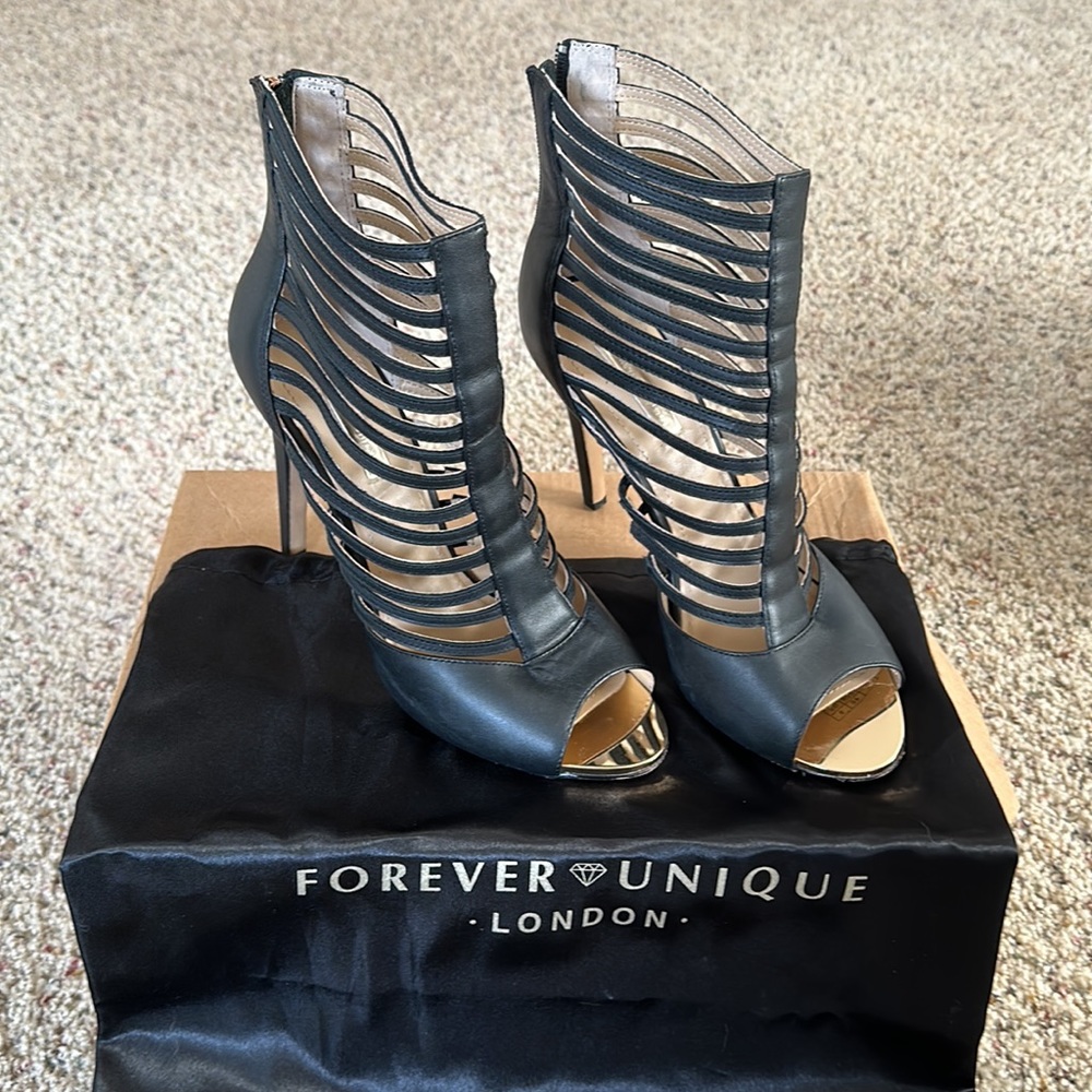 Caged Gold Toe Bootie